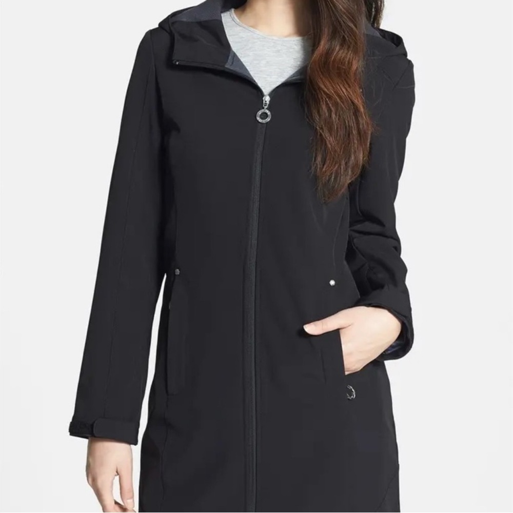 Calvin Klein Black Softshell Anorak Zip Front Trench Coat Size Large Outdoor